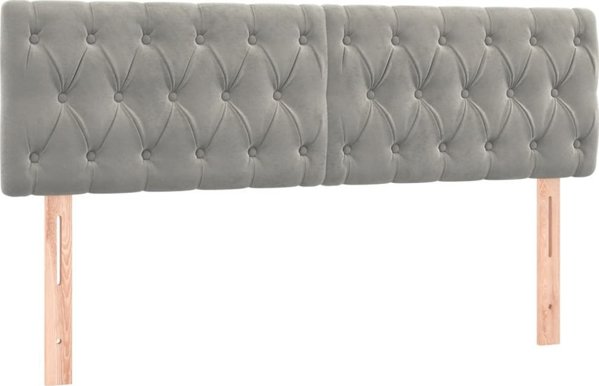 vidaXL Zaglowek do lozkou me LED, gkalo gkri, 160x7x78/88 cm, aksamit
