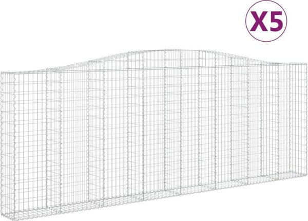 vidaXL Kosze gabionowe, 5 τεμ, 400x30x140/160 εκ, γαλβανισμένο σίδερο