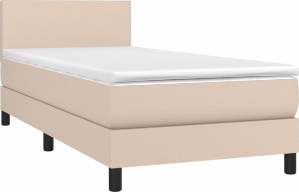 vidaXL Λύκο Kontynentalne με στρώμα και LED, cappuccino, 100x200cm