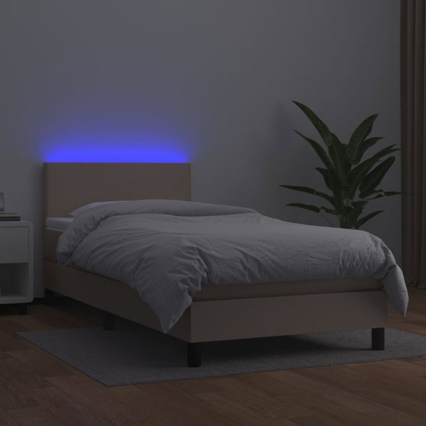 vidaXL Λύκο Kontynentalne με στρώμα και LED, cappuccino, 100x200cm