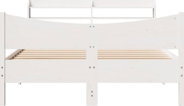 vidaXL Κορνίζα Κρεβατιού με Προσκέφαλο, Λευκή, 140x200 cm, Μασίφ Πεύκο