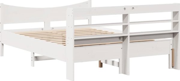 vidaXL Κορνίζα Κρεβατιού με Προσκέφαλο, Λευκή, 140x200 cm, Μασίφ Πεύκο