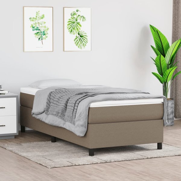 vidaXL Λάτζικο Κρεβάτι με Στρώμα, Taupe, Υφασμάτινο, 90x200 εκ.