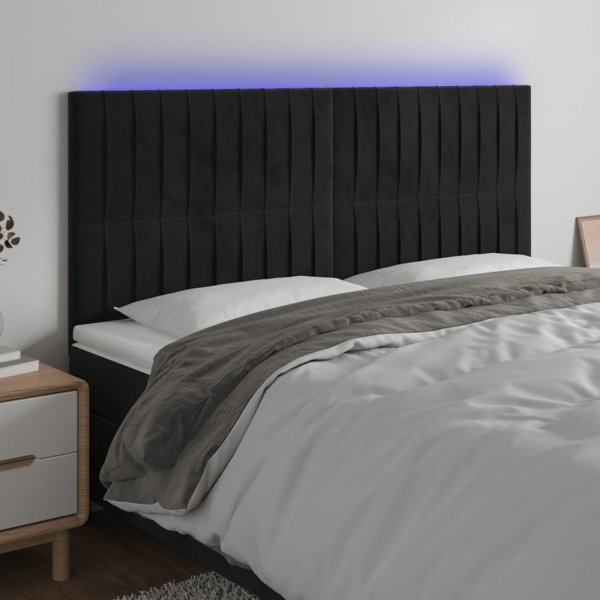 Κεφαλάρι κρεβατιού vidaXL με LED, μαύρο βελούδο, 180x5x118/128 cm