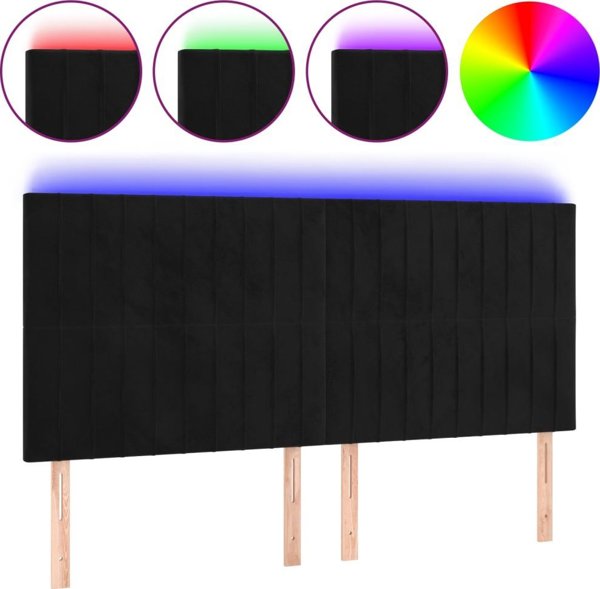 Κεφαλάρι κρεβατιού vidaXL με LED, μαύρο βελούδο, 180x5x118/128 cm