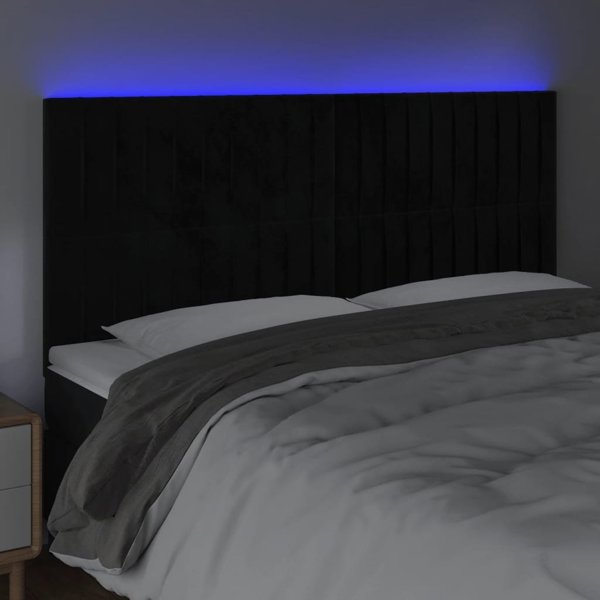 Κεφαλάρι κρεβατιού vidaXL με LED, μαύρο βελούδο, 180x5x118/128 cm