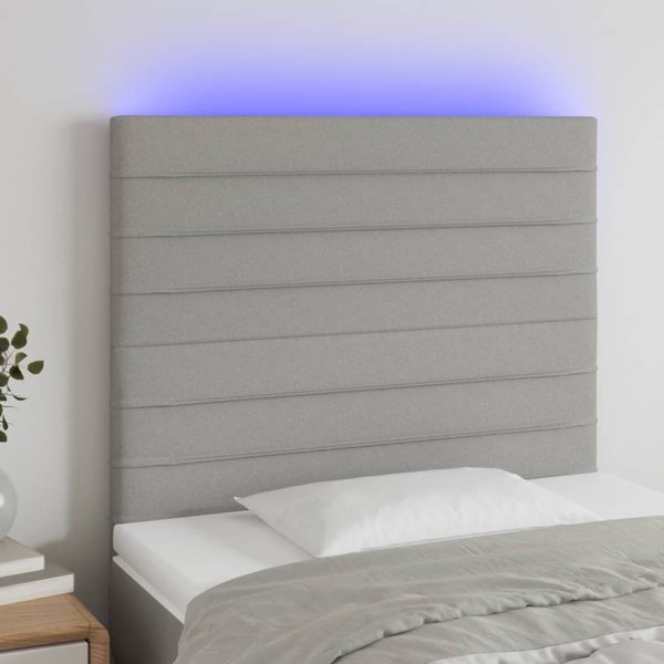 vidaXL Κεφαλάρι για κρεβάτι με LED, Ανοιχτό Γκρι, 100x5x118/128 cm, Ύφασμα
