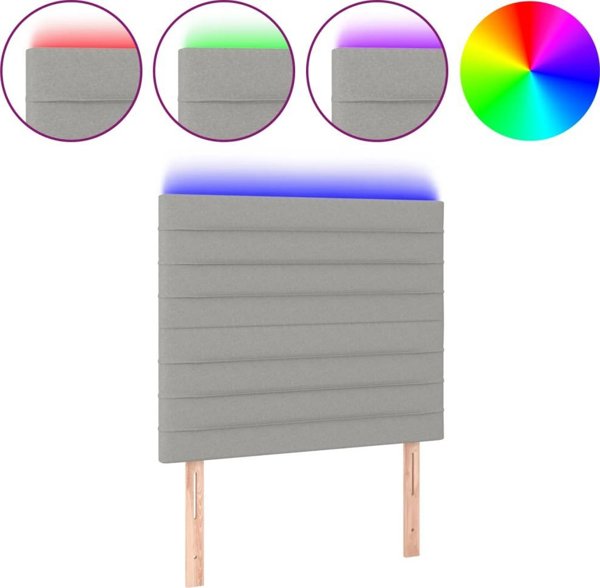 vidaXL Κεφαλάρι για κρεβάτι με LED, Ανοιχτό Γκρι, 100x5x118/128 cm, Ύφασμα