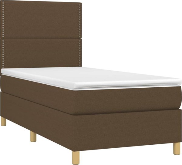 vidaXL Κρεβάτι Continental με στρώμα, καφέ, 90x200 εκ., ύφασμα