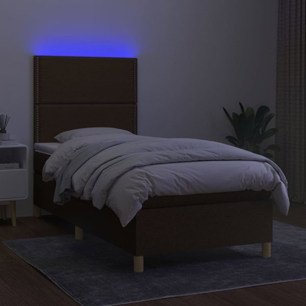 vidaXL Κρεβάτι Continental με στρώμα, καφέ, 90x200 εκ., ύφασμα