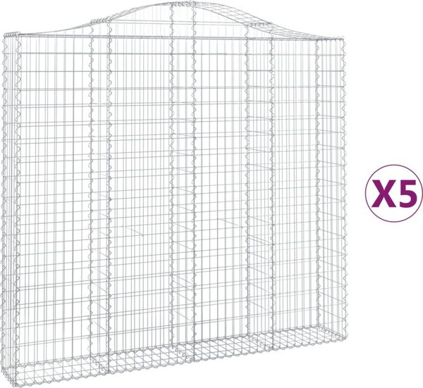 vidaXL Kosze gabionowe, 5 τεμ, 200x30x180/200 εκ, γαλβανισμένος σίδηρος
