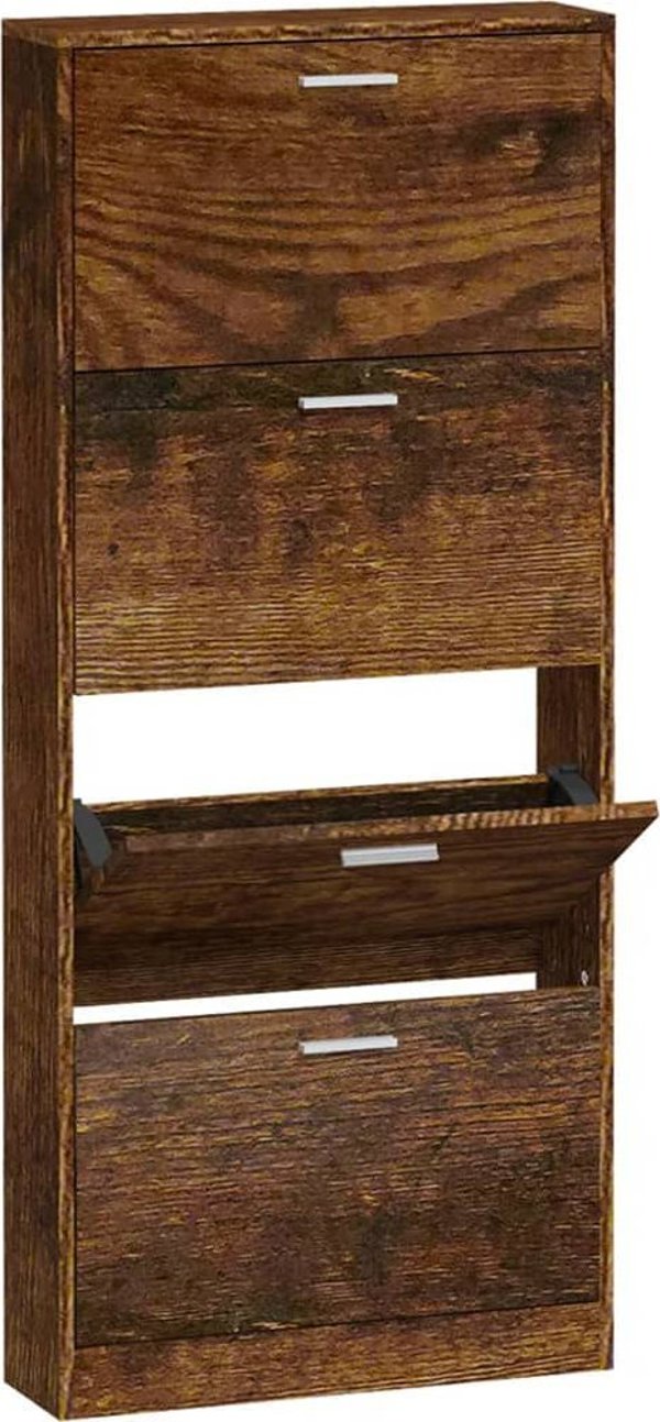 vidaXL Ράφι για παπούτσια, καπνιστή δρυς, 59x17x150 εκ.