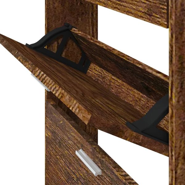 vidaXL Ράφι για παπούτσια, καπνιστή δρυς, 59x17x150 εκ.
