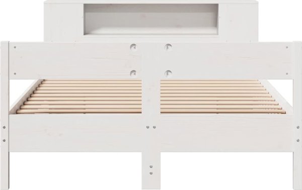 vidaXL Κρεβάτι με ραφιέρα, χωρίς στρώμα, λευκό, 140x200 cm, πεύκο