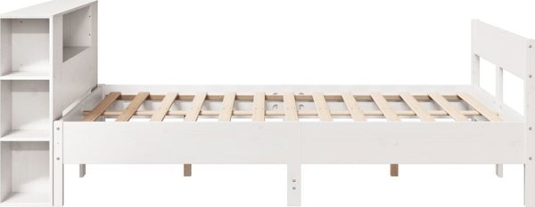 vidaXL Κρεβάτι με ραφιέρα, χωρίς στρώμα, λευκό, 140x200 cm, πεύκο