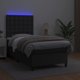 vidaXL Κρεβάτι Kontynentalne με Στρώμα και LED, μαύρο οικοδέρμα, 100x200 cm