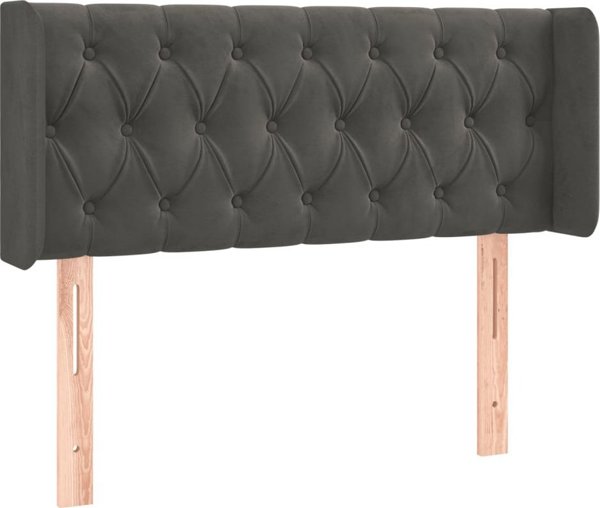 vidaXL LED κεφαλάρι κρεβατιού, σκούρο γκρι, 93x16x78/88 cm, βελούδο