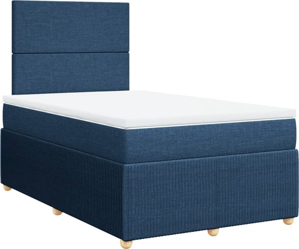 vidaXL Κρεβάτι Continental με στρώμα, μπλε, ύφασμα 120x200 εκ.