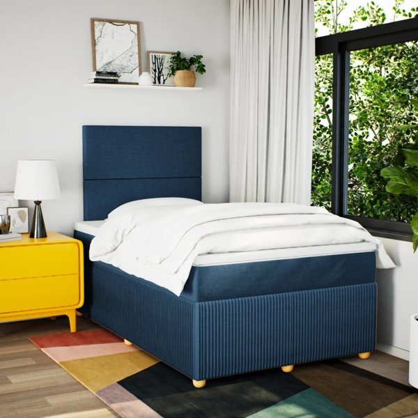 vidaXL Κρεβάτι Continental με στρώμα, μπλε, ύφασμα 120x200 εκ.