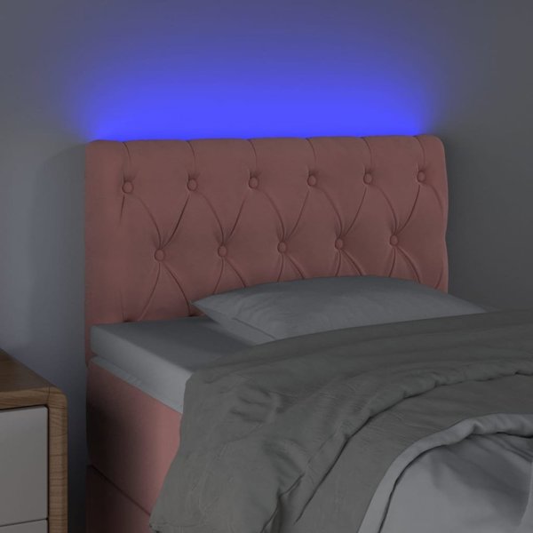 vidaXL Zaglowek do lozka z LED, rozowy, 80x7x78/88 cm, aksamit