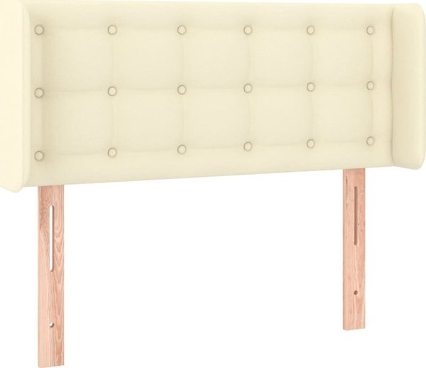 vidaXL Zaglowek do lozka z LED, kremowy, 103x16x78/88 cm, sztuczna skora