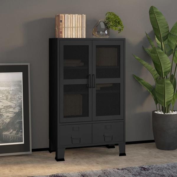 vidaXL Szafka w stylu industrialnym, czarna, 70x40x115 cm, metalowa