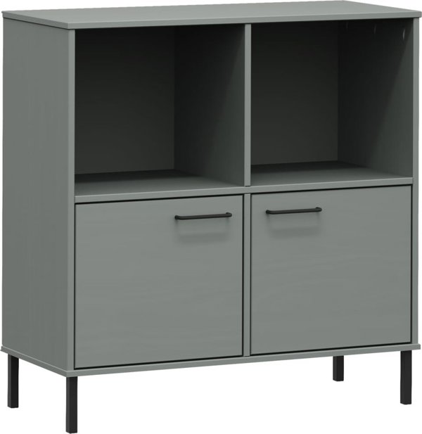 vidaXL Ράφι OSLO, μεταλλικά πόδια, γκρι, 90x35x90,5 εκ., μασίφ ξύλο
