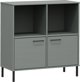vidaXL Ράφι OSLO, μεταλλικά πόδια, γκρι, 90x35x90,5 εκ., μασίφ ξύλο