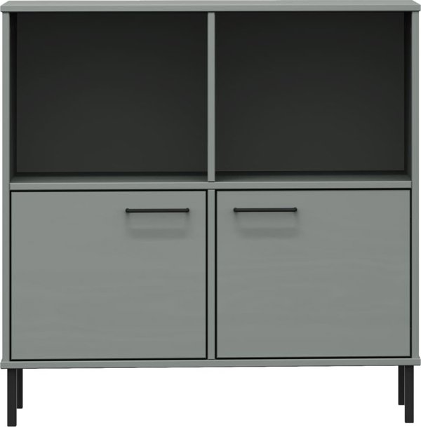 vidaXL Ράφι OSLO, μεταλλικά πόδια, γκρι, 90x35x90,5 εκ., μασίφ ξύλο