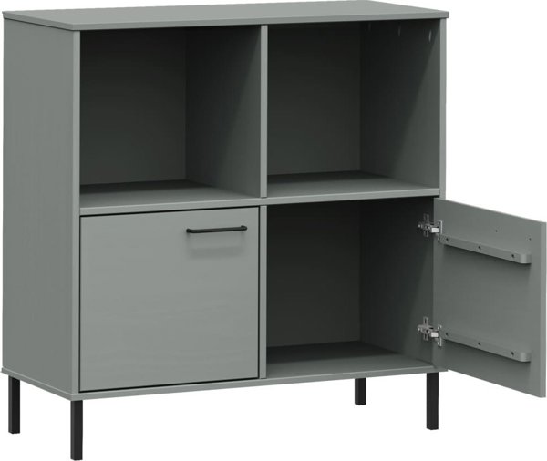 vidaXL Ράφι OSLO, μεταλλικά πόδια, γκρι, 90x35x90,5 εκ., μασίφ ξύλο