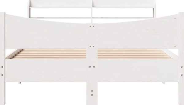 vidaXL Πλαίσιο κρεβατιού με κεφαλάρι, λευκό, 150x200 εκ, μασίφ πεύκο