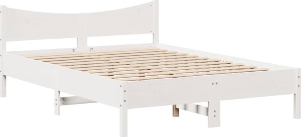 vidaXL Πλαίσιο κρεβατιού με κεφαλάρι, λευκό, 150x200 εκ, μασίφ πεύκο