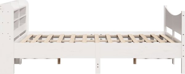 vidaXL Πλαίσιο κρεβατιού με κεφαλάρι, λευκό, 150x200 εκ, μασίφ πεύκο