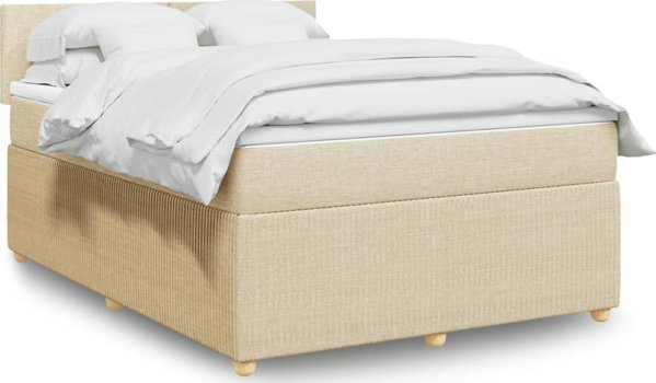 vidaXL Κρεβάτι Continental με στρώμα, εκρού, ύφασμα, 160x200 εκ