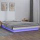 vidaXL Rama κρεβατιού με LED, λευκή, 160x200 εκ., μασίφ ξύλο