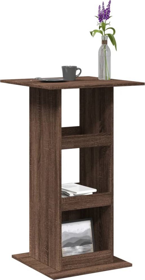 vidaXL Stolik barowy z polkami, brazowy dab, 60x60x102 cm
