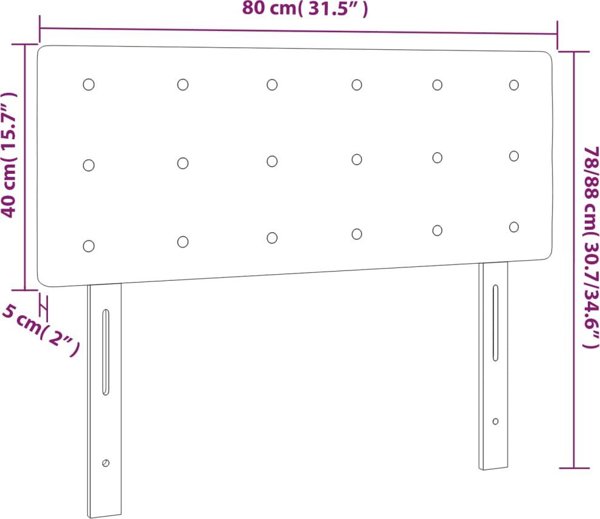 vidaXL Zaglowek do lozka z LED, gkri, 80x5x78/88 cm, istingi dermati