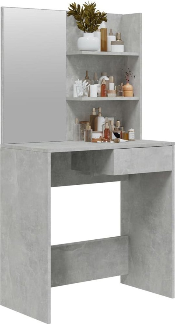 vidaXL Toaletka με Καθρέφτη, Γκρι Τσιμέντο, 74,5x40x141 cm