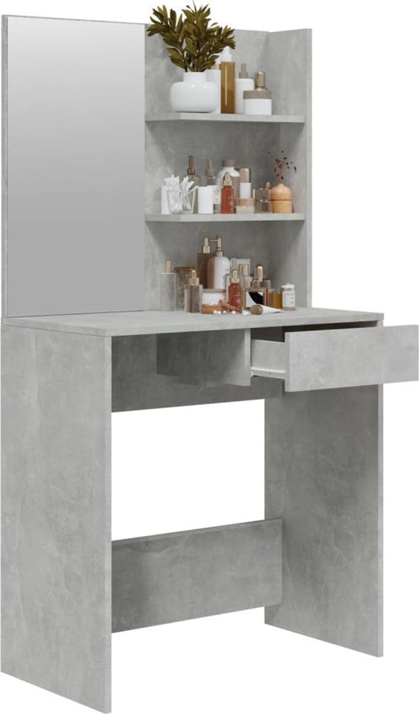 vidaXL Toaletka με Καθρέφτη, Γκρι Τσιμέντο, 74,5x40x141 cm