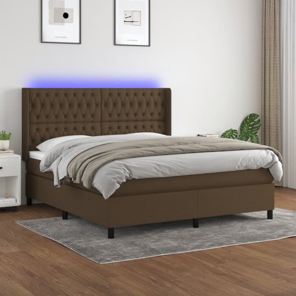 vidaXL Ηπειρωτικό Κρεβάτι με Στρώμα, καφέ, 160x200 cm, ύφασμα