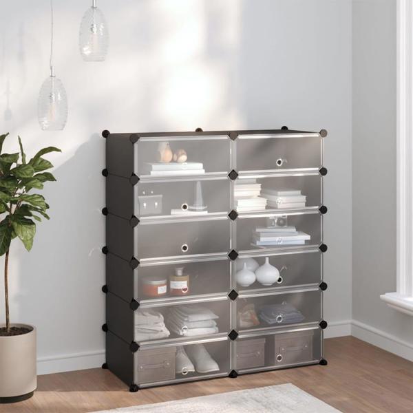 vidaXL vidaXL Stojak na buty, czarny, 94,5x36,5x106 cm, PP