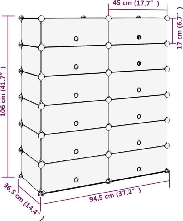 vidaXL vidaXL Stojak na buty, czarny, 94,5x36,5x106 cm, PP