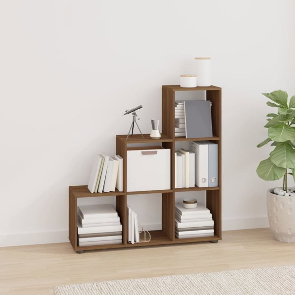 vidaXL Regal schodkowy, brazowy dab, 107 cm, material drewnopochodny