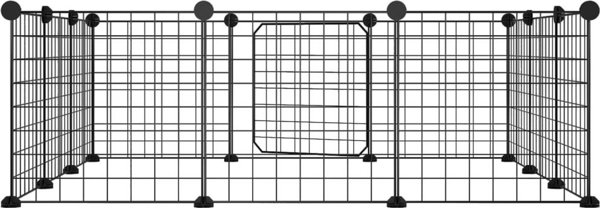 vidaXL Κλουβί για Ζώα με Πόρτα, 12 Πάνελ, Μαύρο, 35x35 cm, Ατσάλι