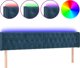 vidaXL Κεφαλάρι για κρεβάτι με LED, σκούρο μπλε, 183x16x78/88cm, βελούδο