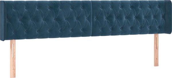 vidaXL Κεφαλάρι για κρεβάτι με LED, σκούρο μπλε, 183x16x78/88cm, βελούδο