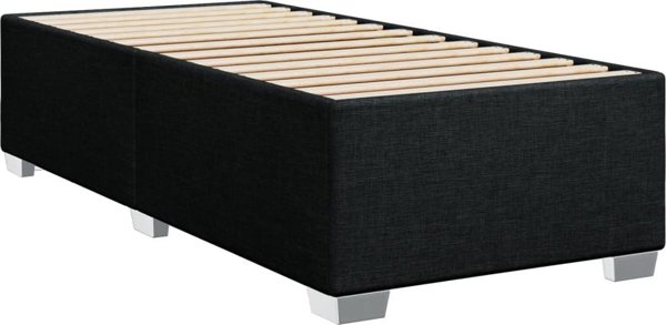 vidaXL Lozko kontynentalne z materacem czarne tkanina 90x190 cm