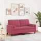 vidaXL Dwuosobowa sofa z poduszkami, winny czerwien, 140 cm, aksamit