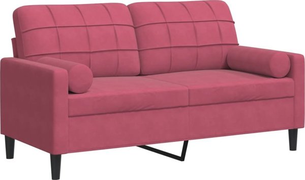 vidaXL Dwuosobowa sofa z poduszkami, winny czerwien, 140 cm, aksamit