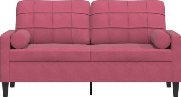 vidaXL Dwuosobowa sofa z poduszkami, winny czerwien, 140 cm, aksamit